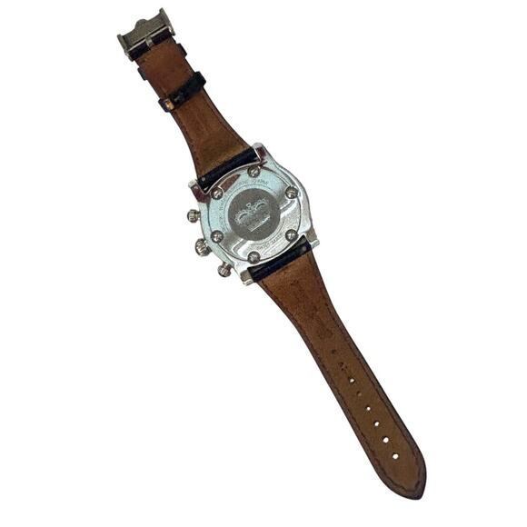 Glam Rock Midsize Miami Diamond Watch 11102D Stainless Steel Navy Patent Strap - Picture 6 of 8